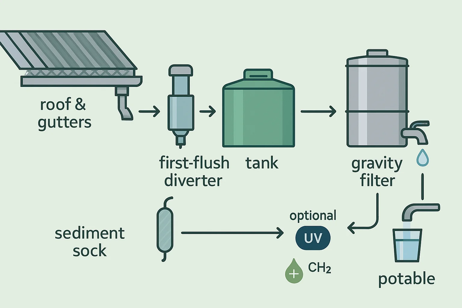 make rainwater safe to drink off grid