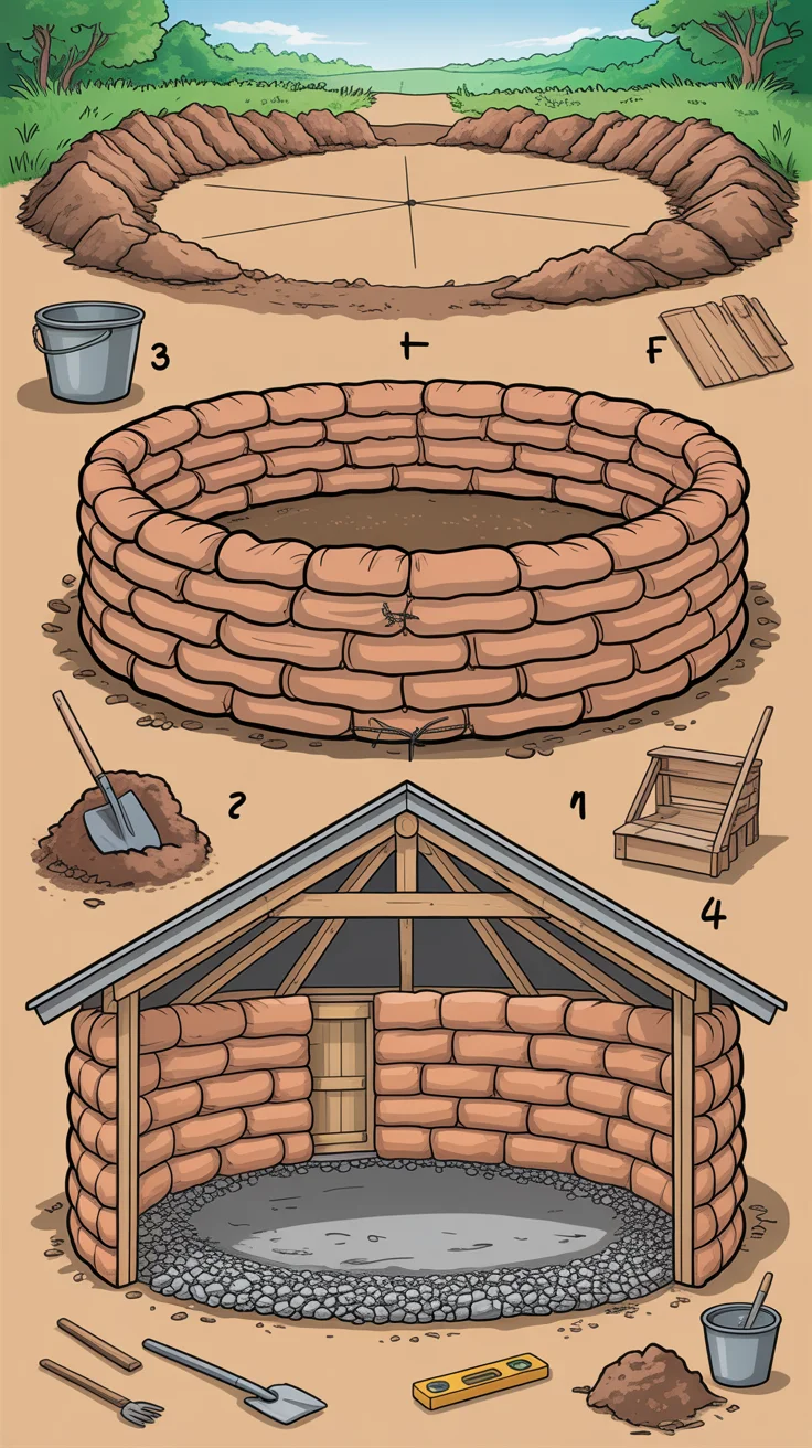 Earthbag Roundhouse Shelter