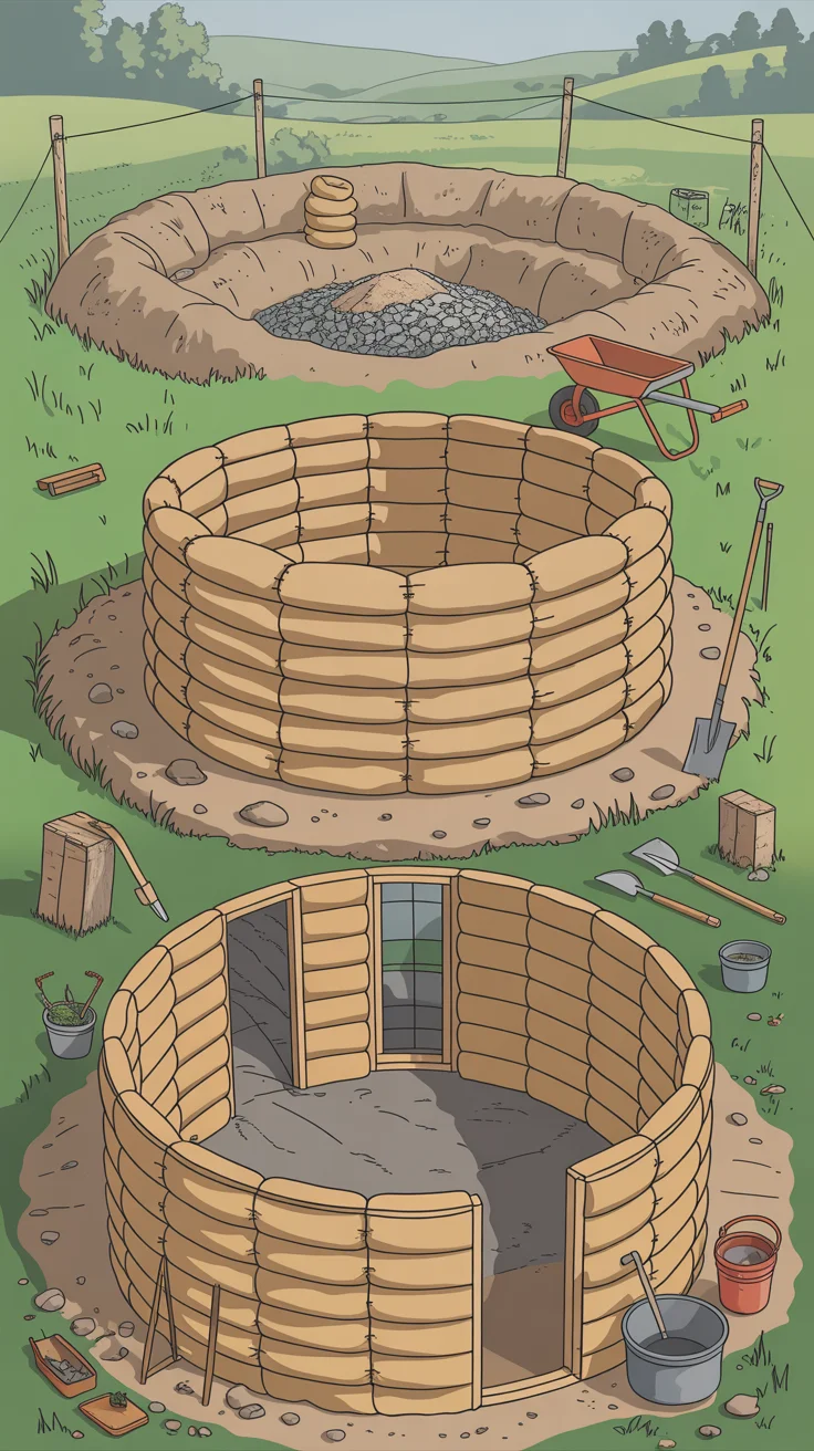 Earthbag Roundhouse Shelter