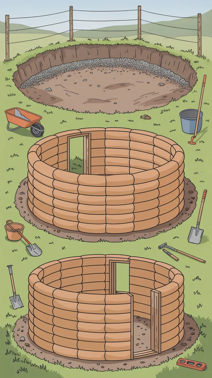 Earthbag Roundhouse Shelter