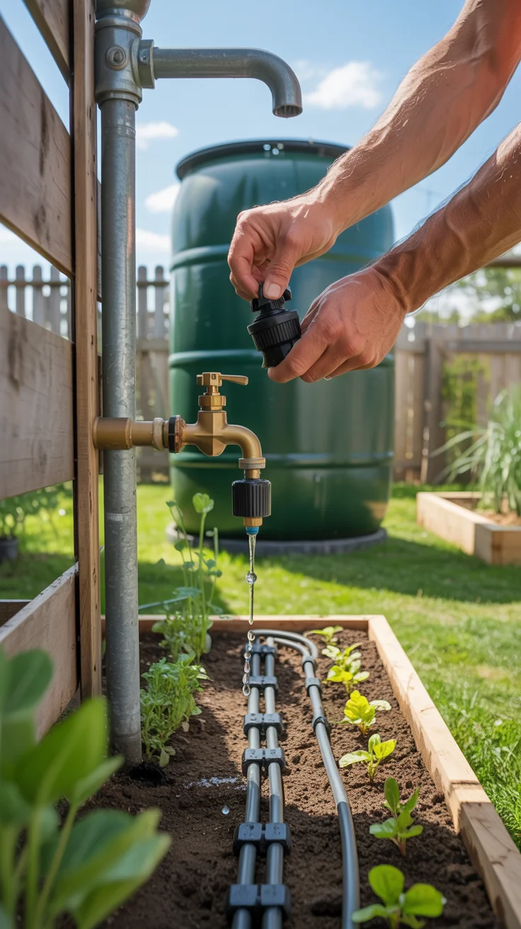 Rain Barrel to Drip Irrigation