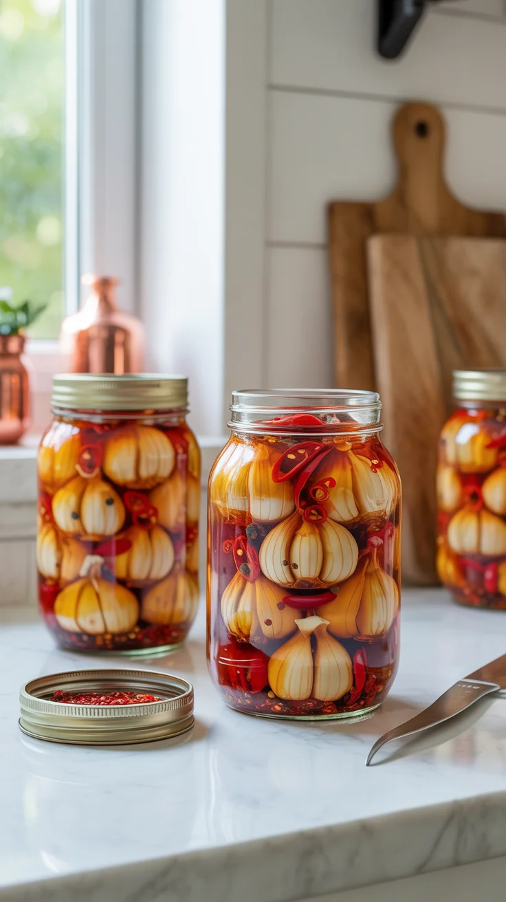 Spicy Pickled Garlic Cloves