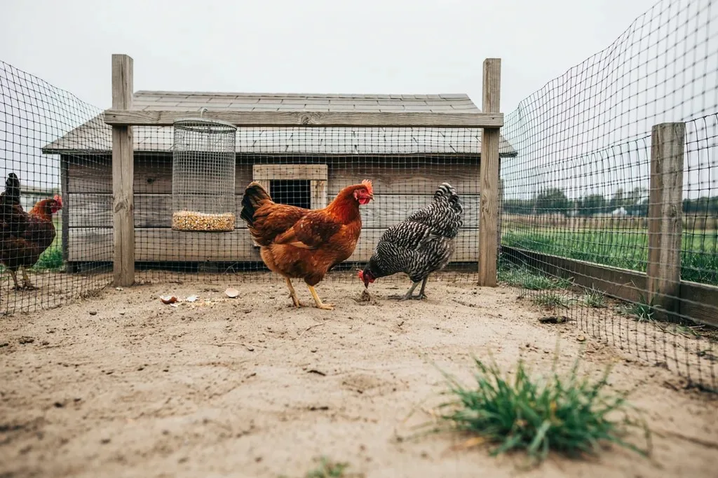 Chicken run with bare dirt and no bugs left